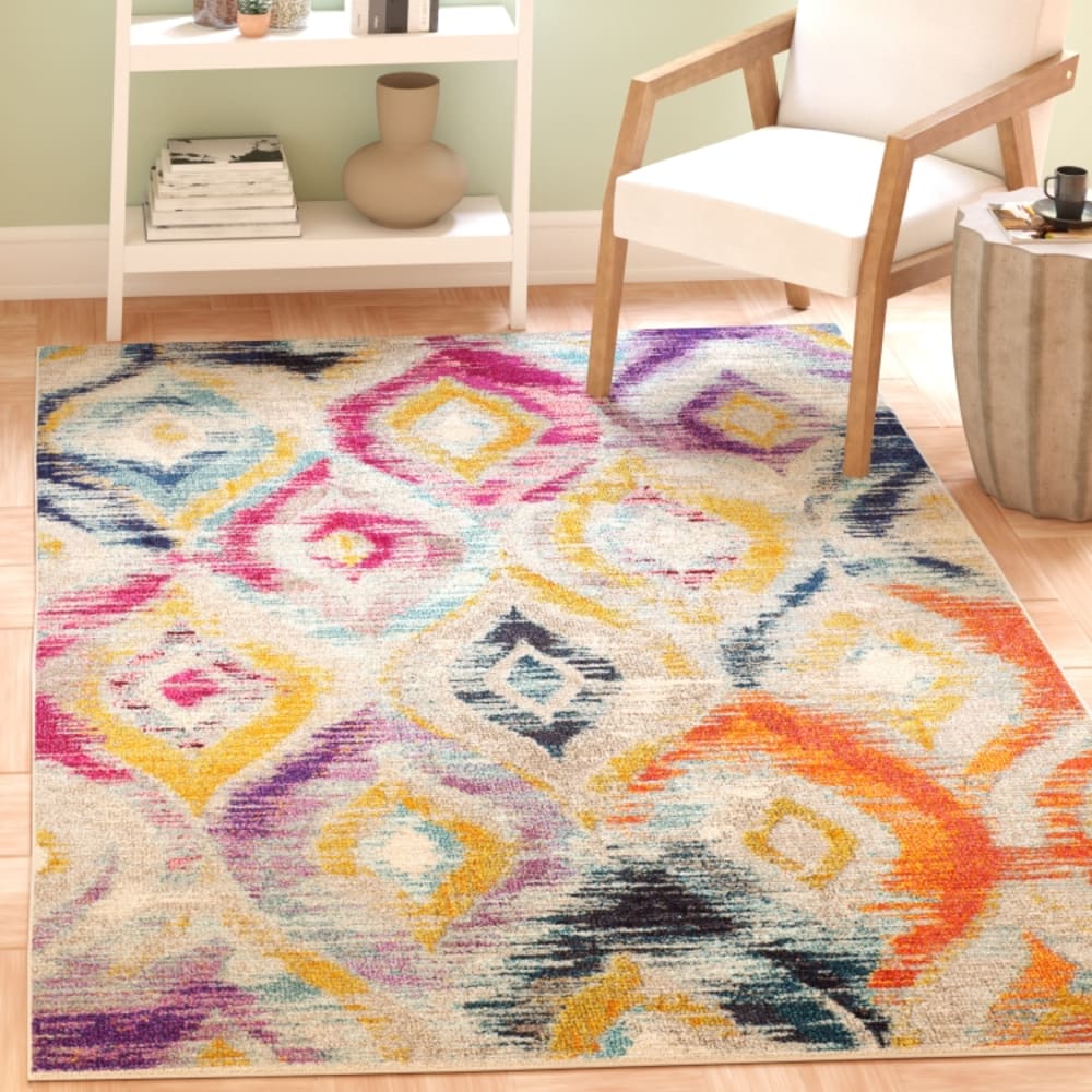 Tapis bohème chic en polypropylène multicolore, 155 x 231 cm — vue 3