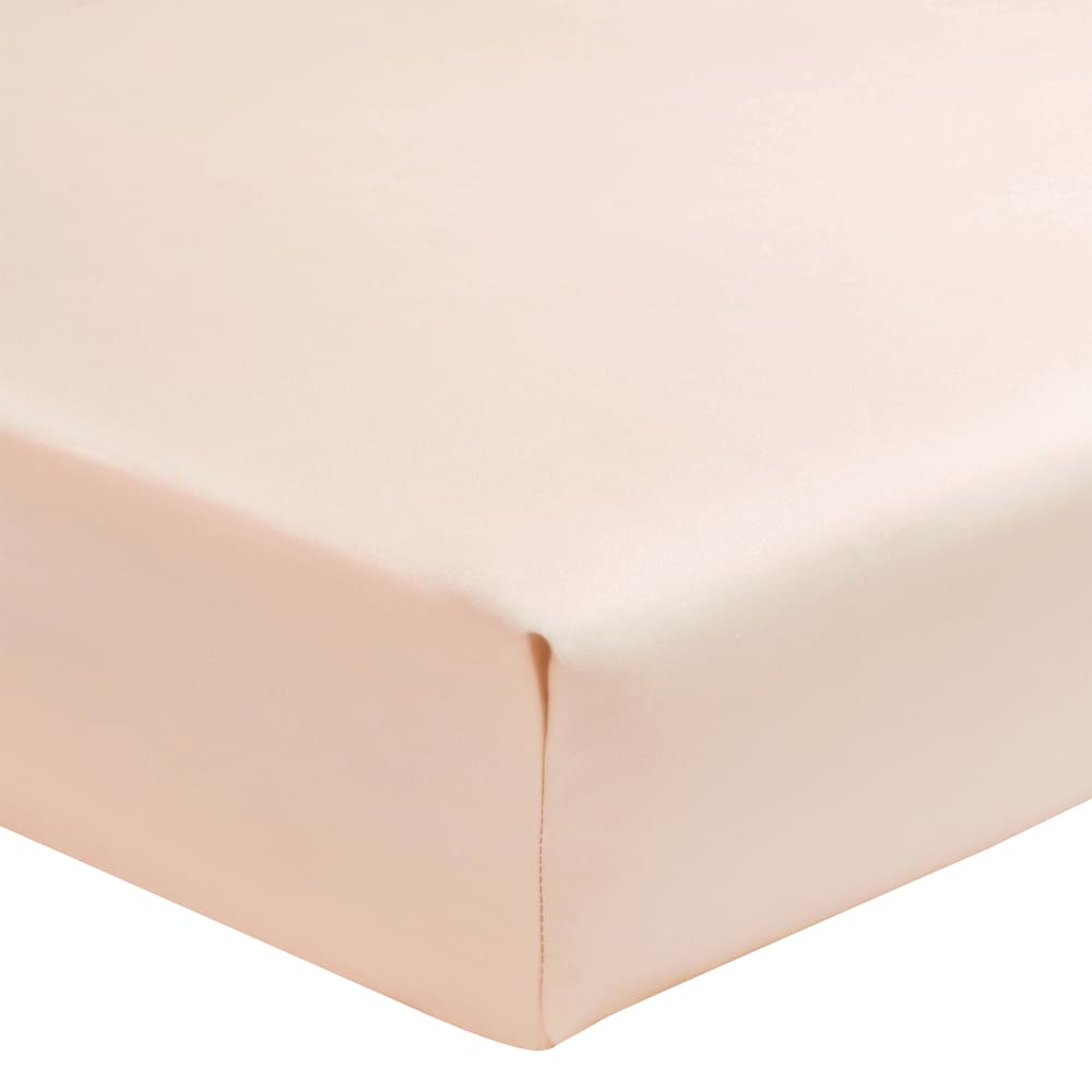 Drap housse uni en percale de coton rose 140x190