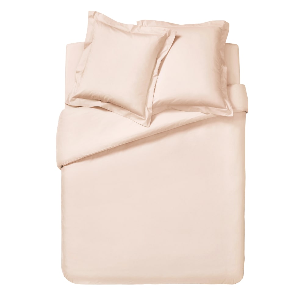 Drap housse uni en percale de coton rose 140x190 — vue 3