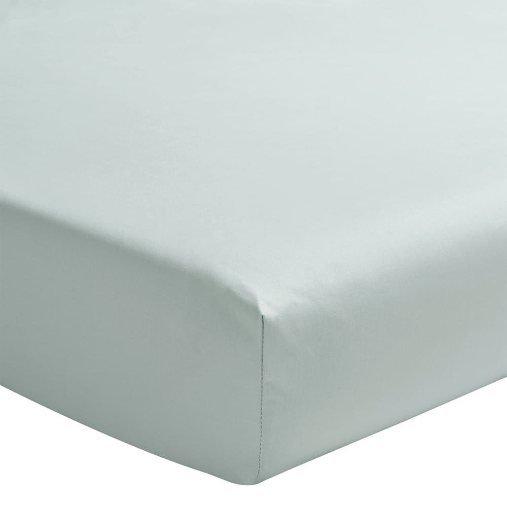 Drap housse uni en percale de coton gris 140x190 — vue 3
