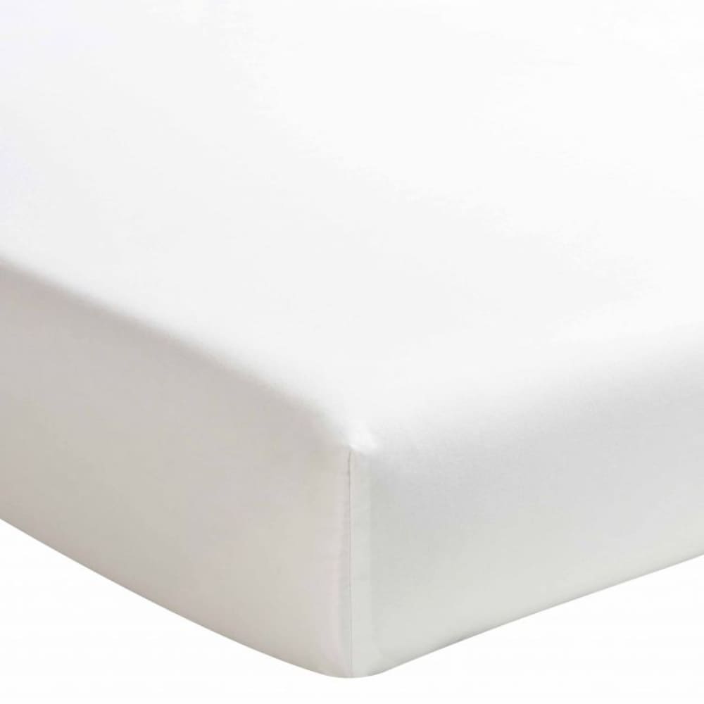 Drap housse uni en percale de coton meringue 140x190 — vue 4