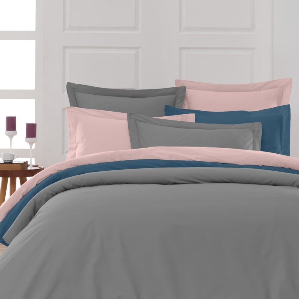 Drap housse en percale de coton galet 140x190 cm — vue 4