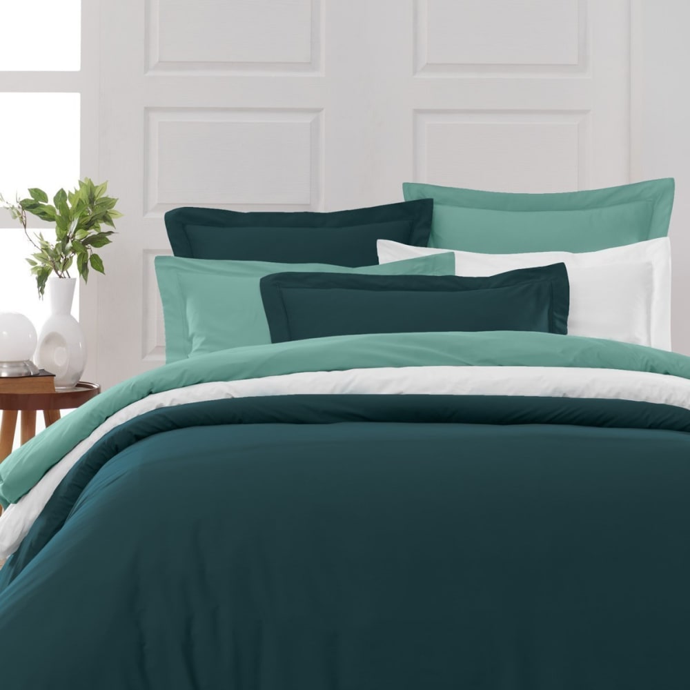 Drap housse en percale de coton petrol 90x190 cm — vue 4