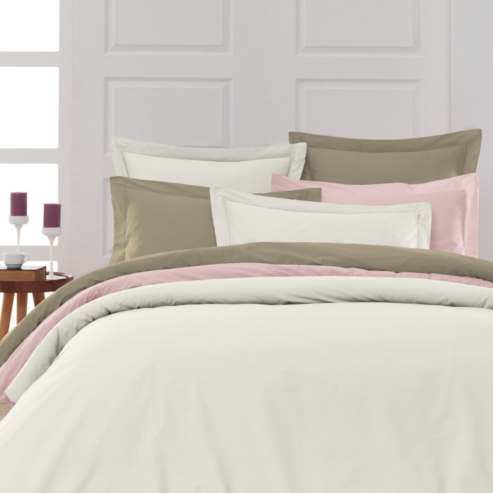 Drap housse en percale de coton ecru 140x190 cm — vue 4
