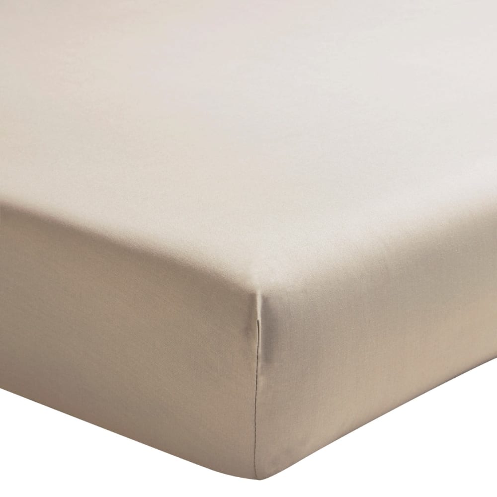 Drap housse uni en percale de coton lin 90x200