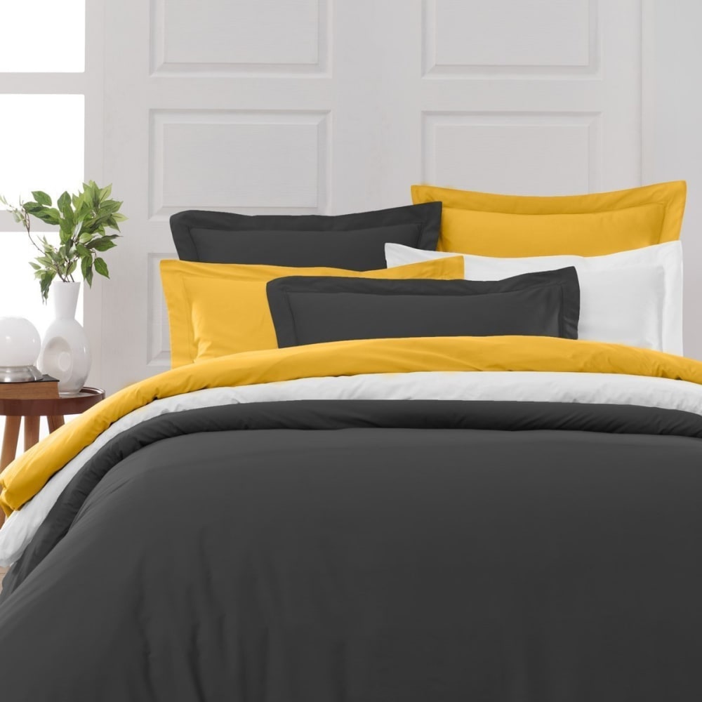 Drap housse en percale de coton anthracite 90x200 cm — vue 4