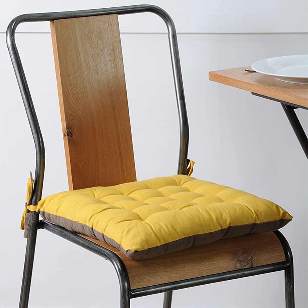 Coussin de chaise bicolore coton moutarde/taupe 40x40 - Maisons du Monde