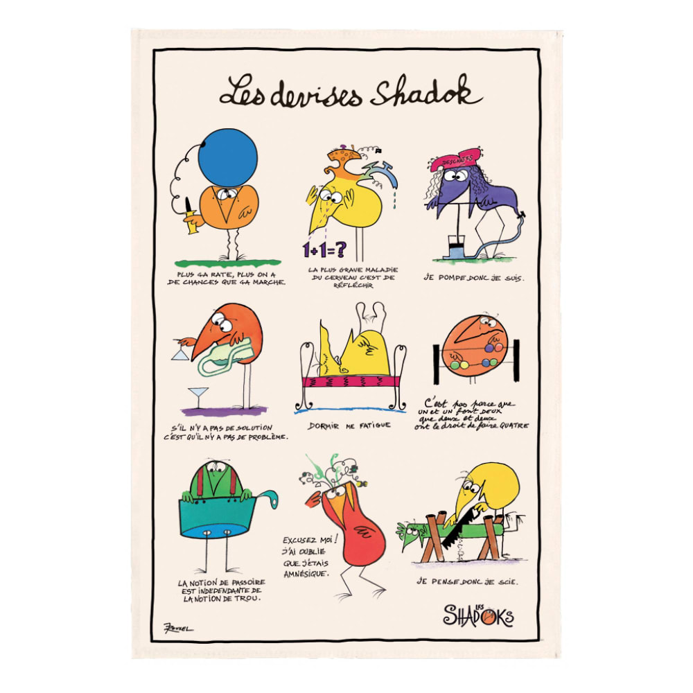 Torchon  les devises en coton ecru 48 x 72 cm