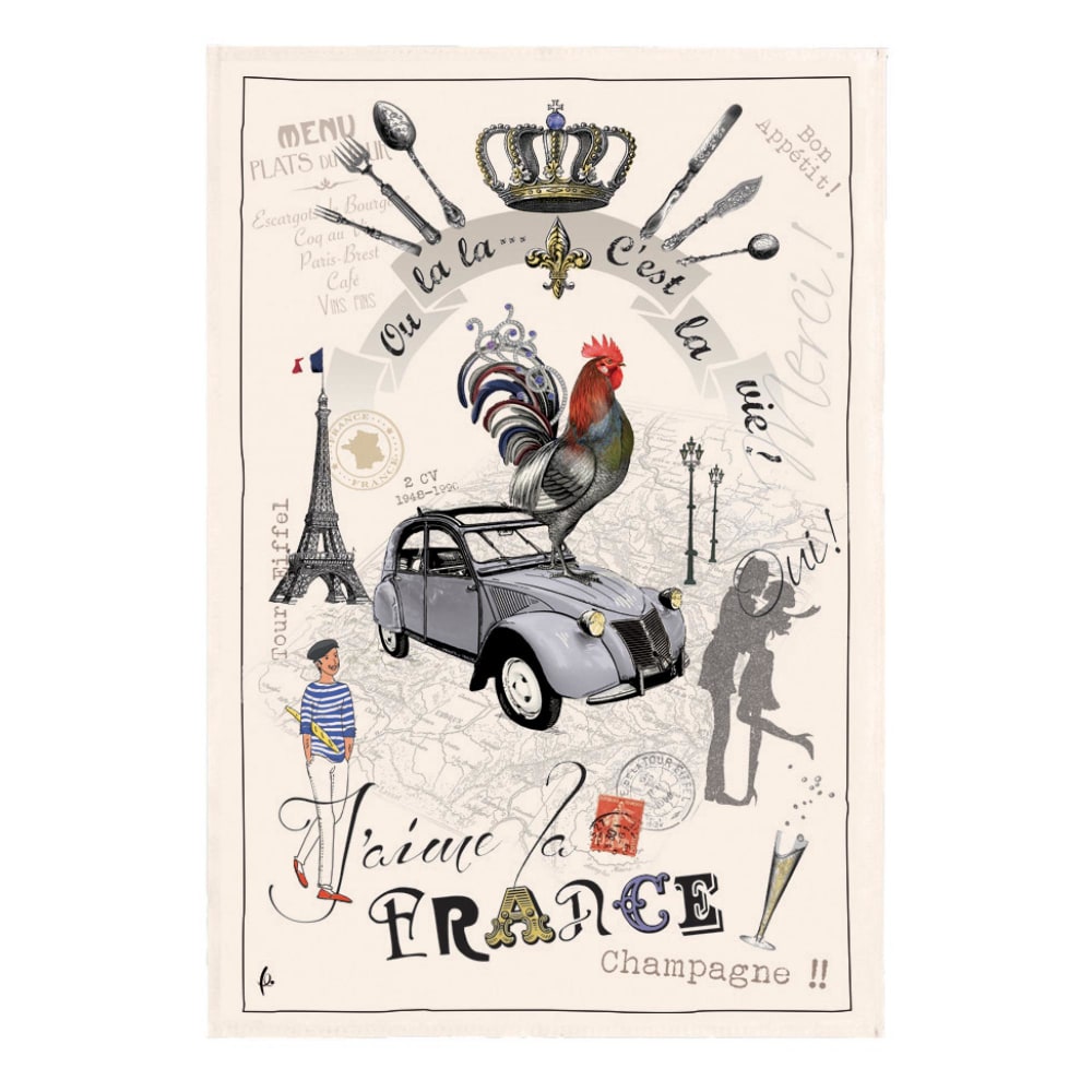 Torchon France Panorama en coton ecru 48 x 72 cm