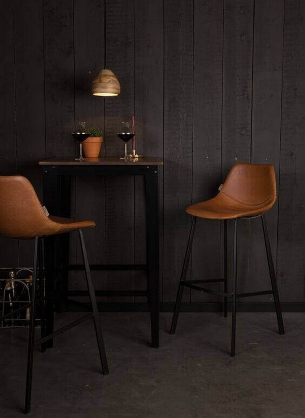 Lot de 2 tabourets de bar en simili cuir marron