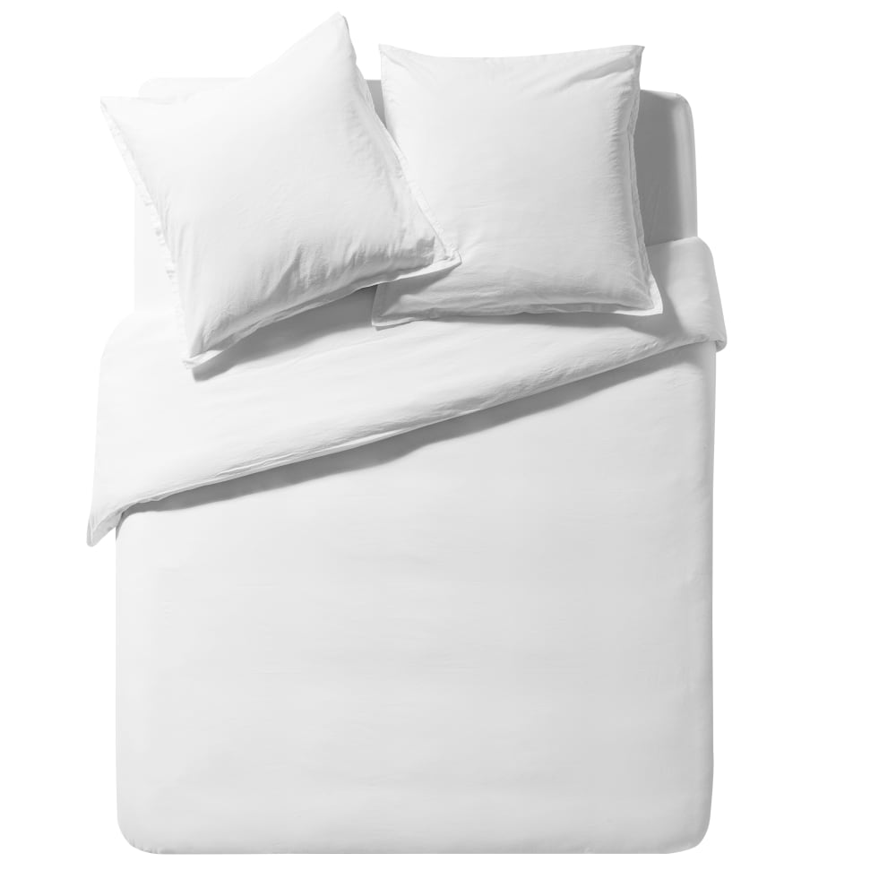 Drap housse uni en coton lavé blanc 90x200 — vue 3