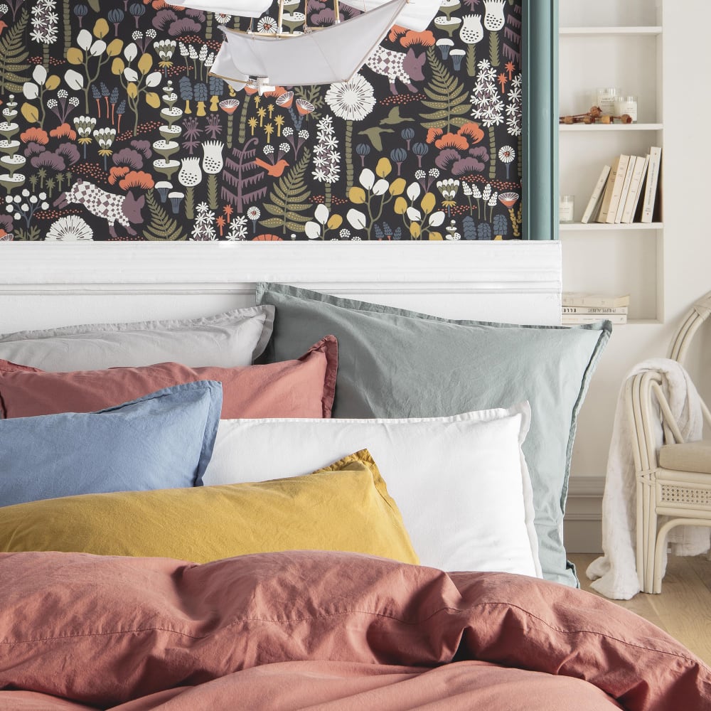 Drap housse uni en coton lavé Terracotta 140x190 — vue 3