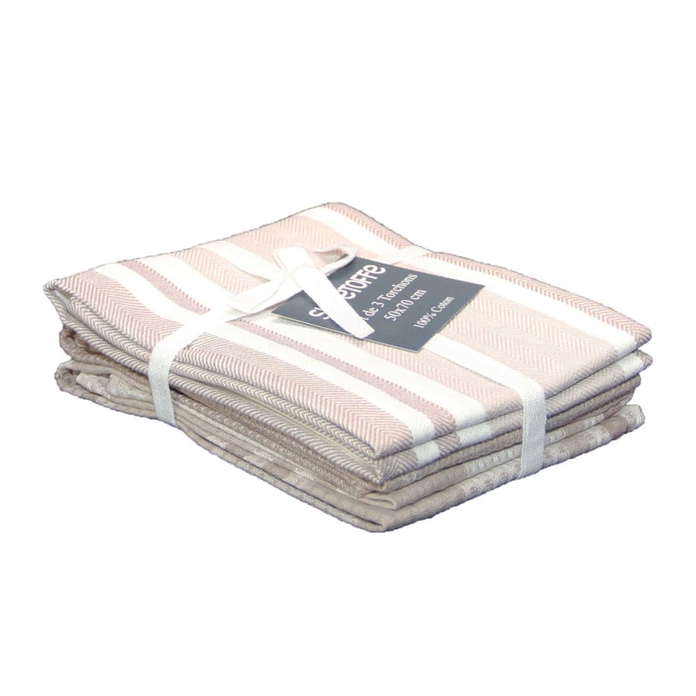 Set de 3 torchons cuisine  coton 50x70 cm beige 50x70 cm