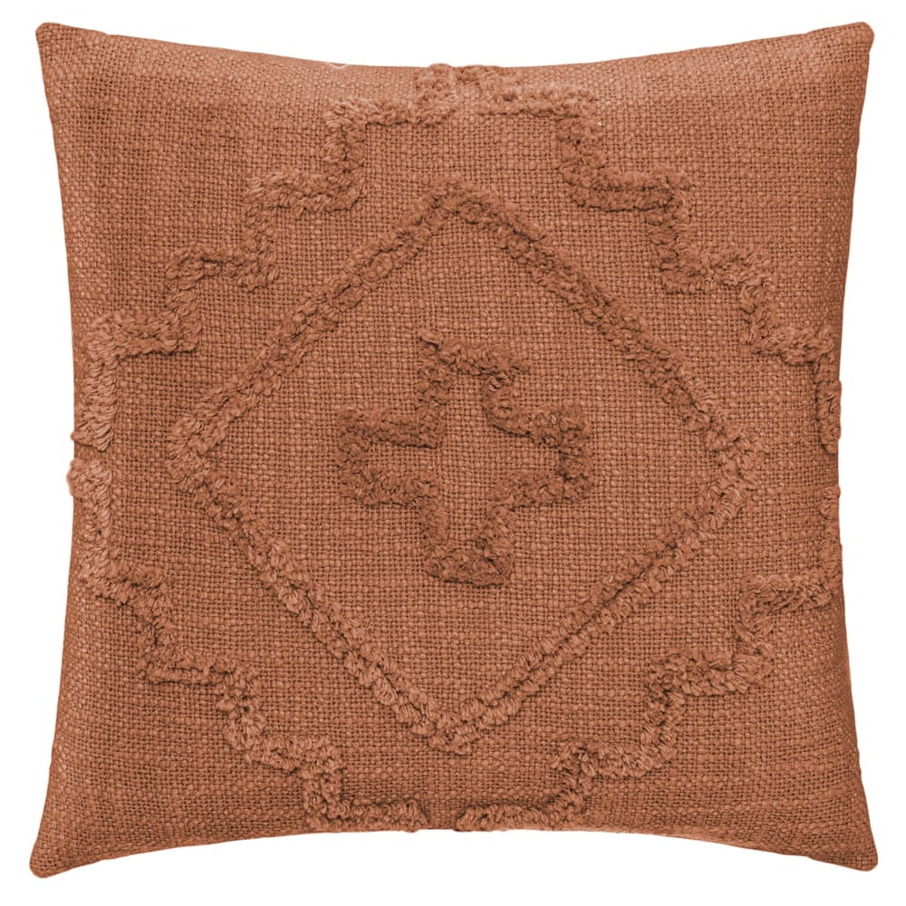 Coussin esprit berbère coton terracotta 40x40 cm