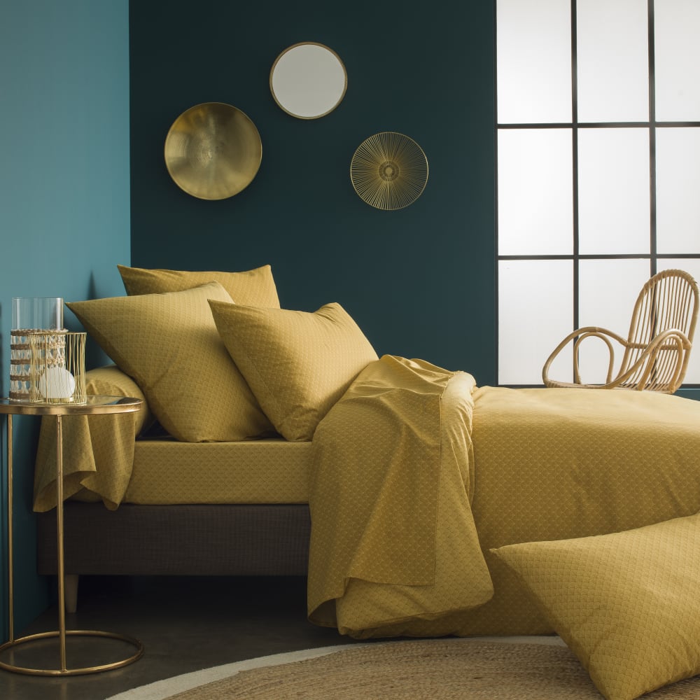 Parure de lit imprimée en bambou jaune curry 200x200 — vue 4