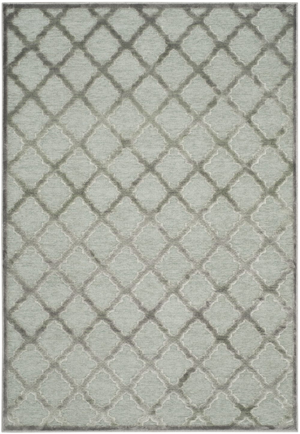 Alfombra transicional de viscosa gris/verde, 122 x 170 cm
