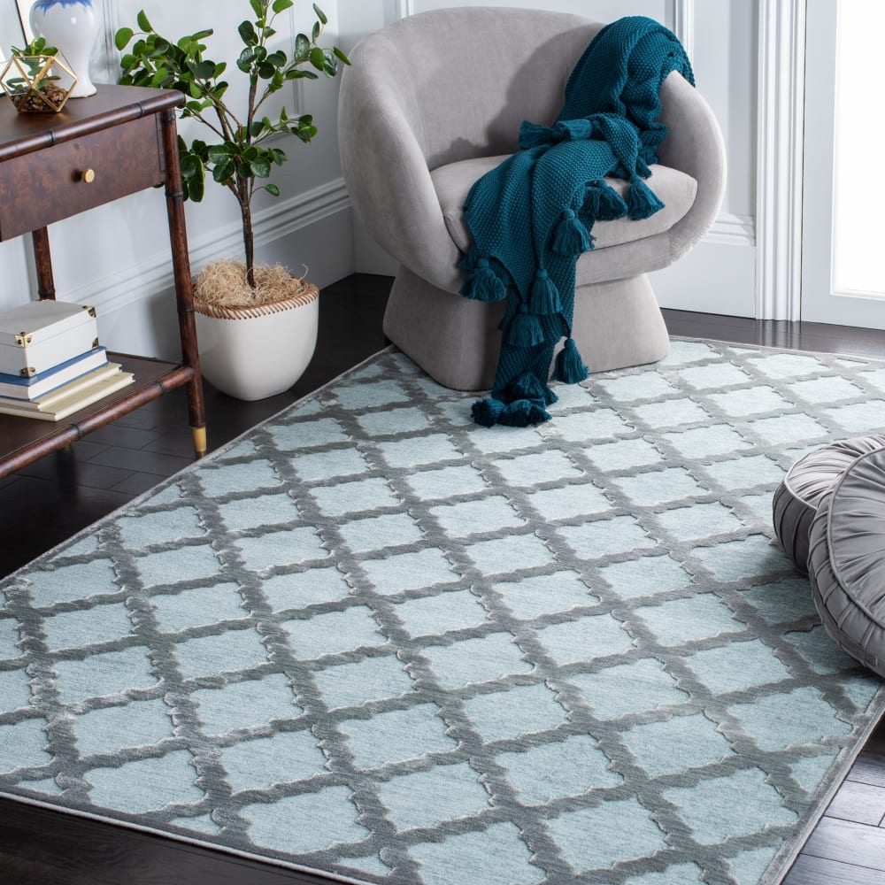 Alfombra transicional de viscosa gris/verde, 122 x 170 cm - Maisons du Monde