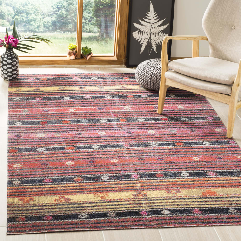 Safavieh Tapis en polypropylène orange/multicolore, 122 x 183 cm style contemporain - Pp - Polypropylène