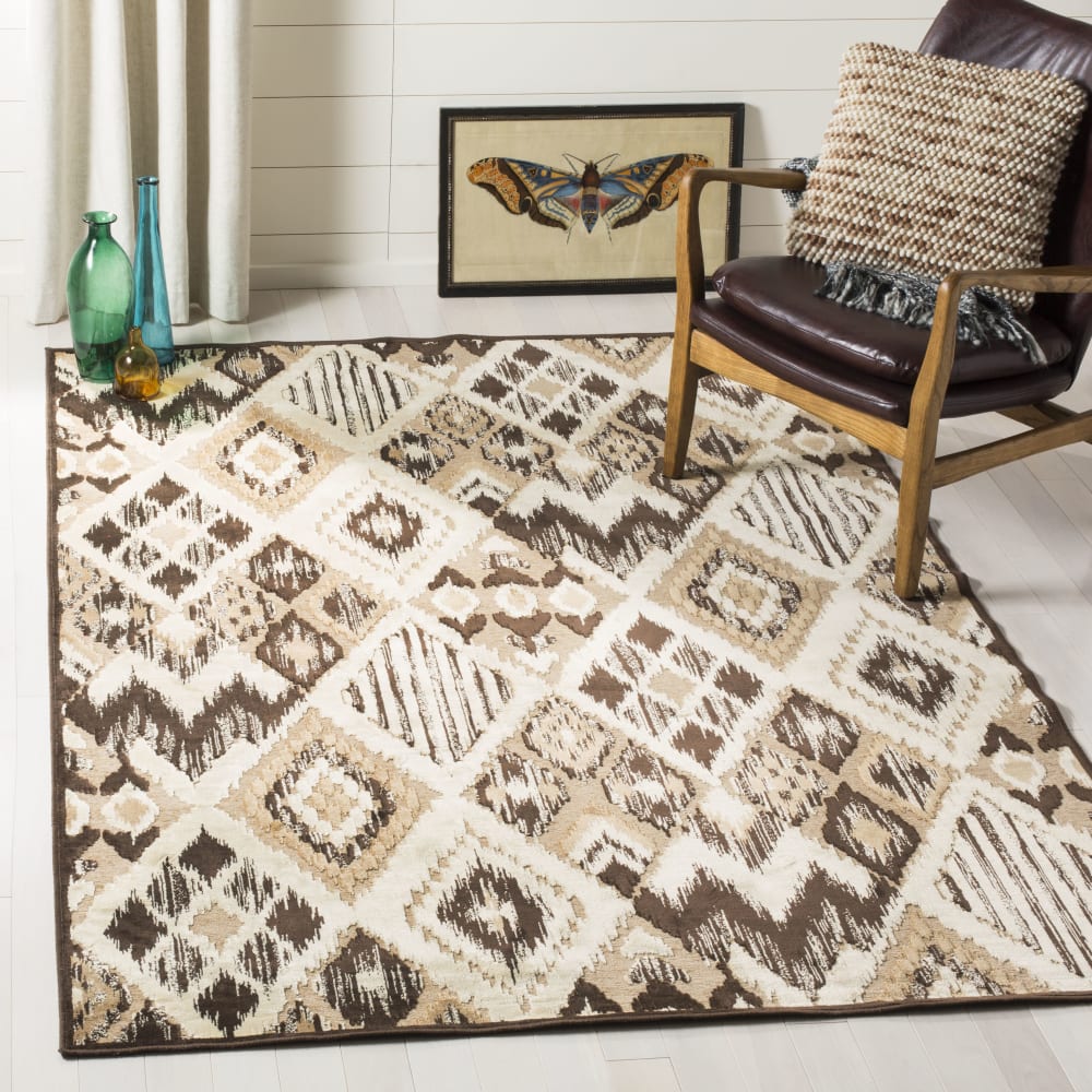 Übergangsphase Viskose-Teppich in Braun/Taupe, 160 x 229 cm -