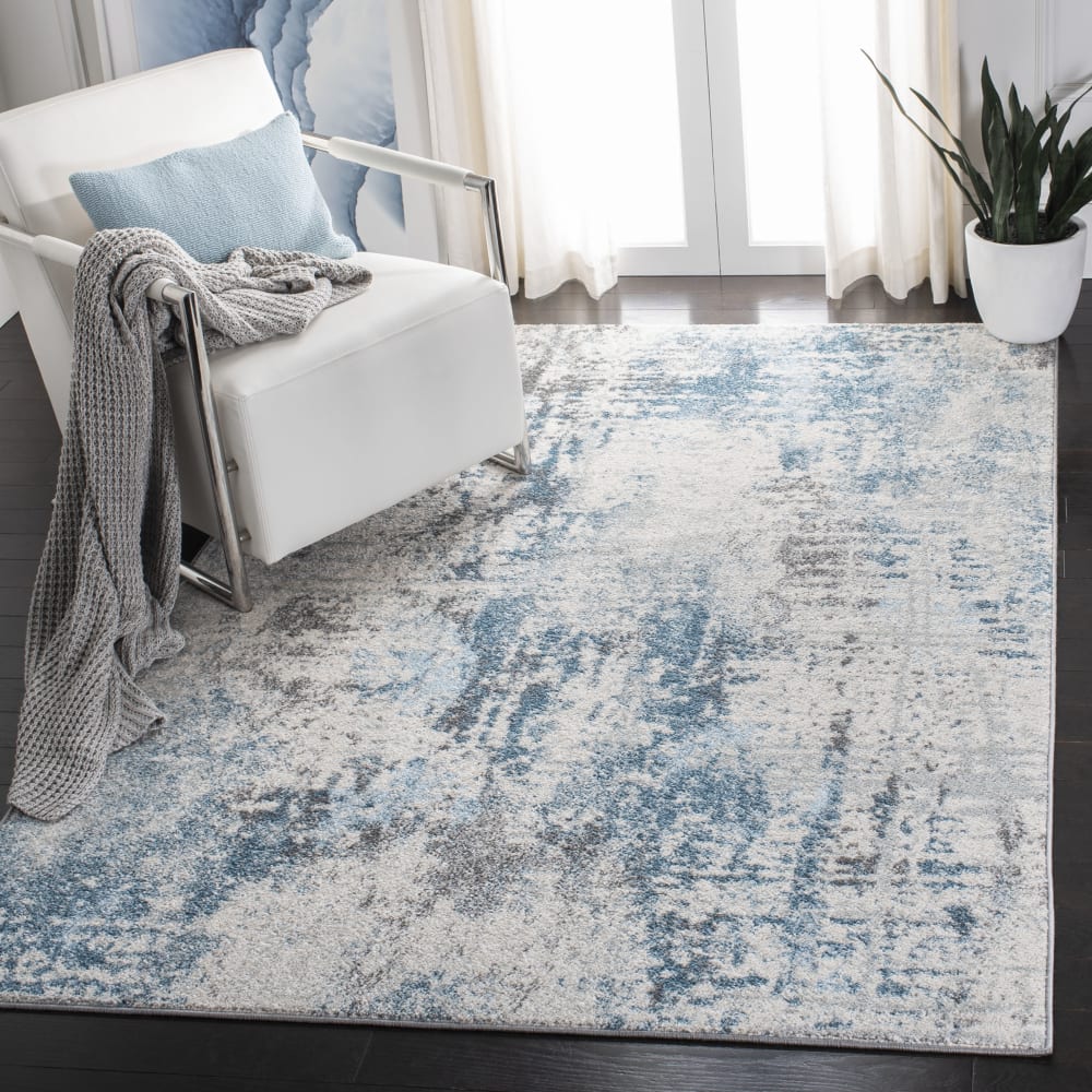 Safavieh Zeitgenössische Polypropylen-Teppich in Weiß/Blau, 160 x 229 cm style modern Blau Pp - Polypropylen