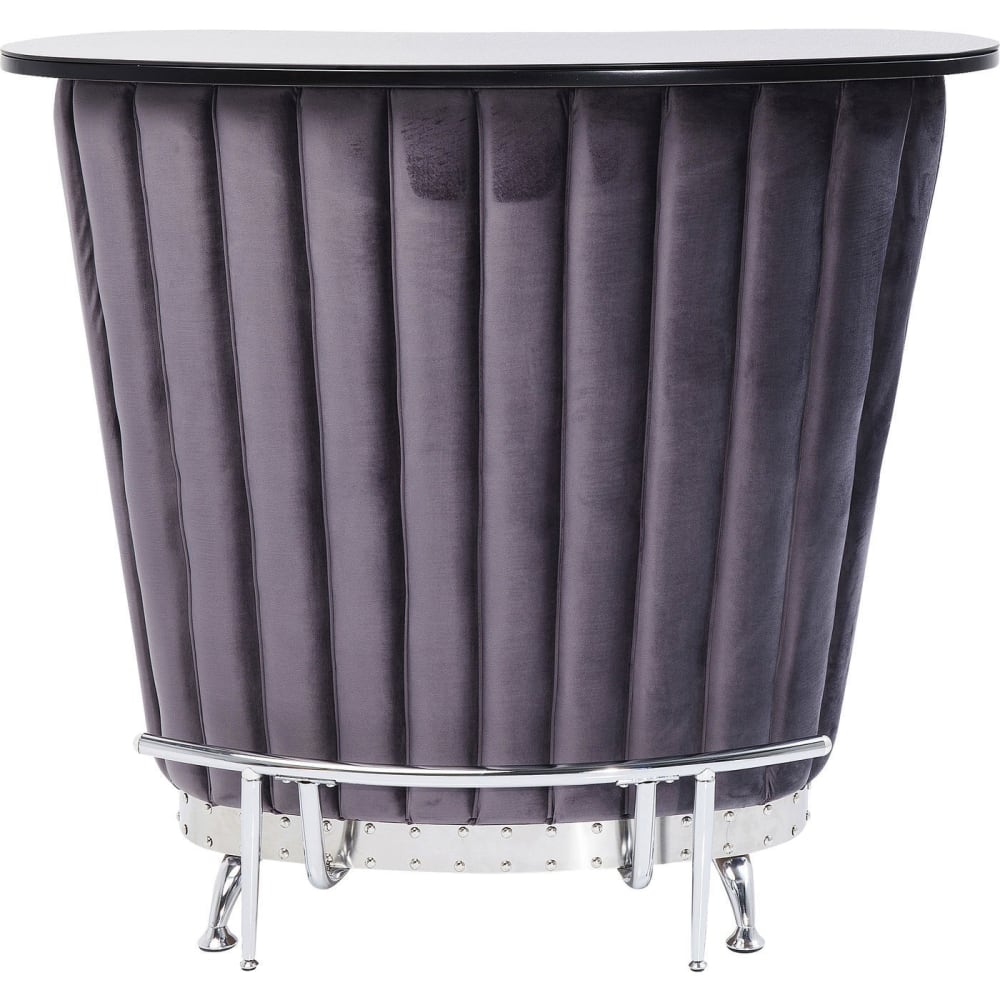 Kare Design Bar mit Weinregal aus Holz, Glas und Stahl, violett und silber style modern Grau Samt