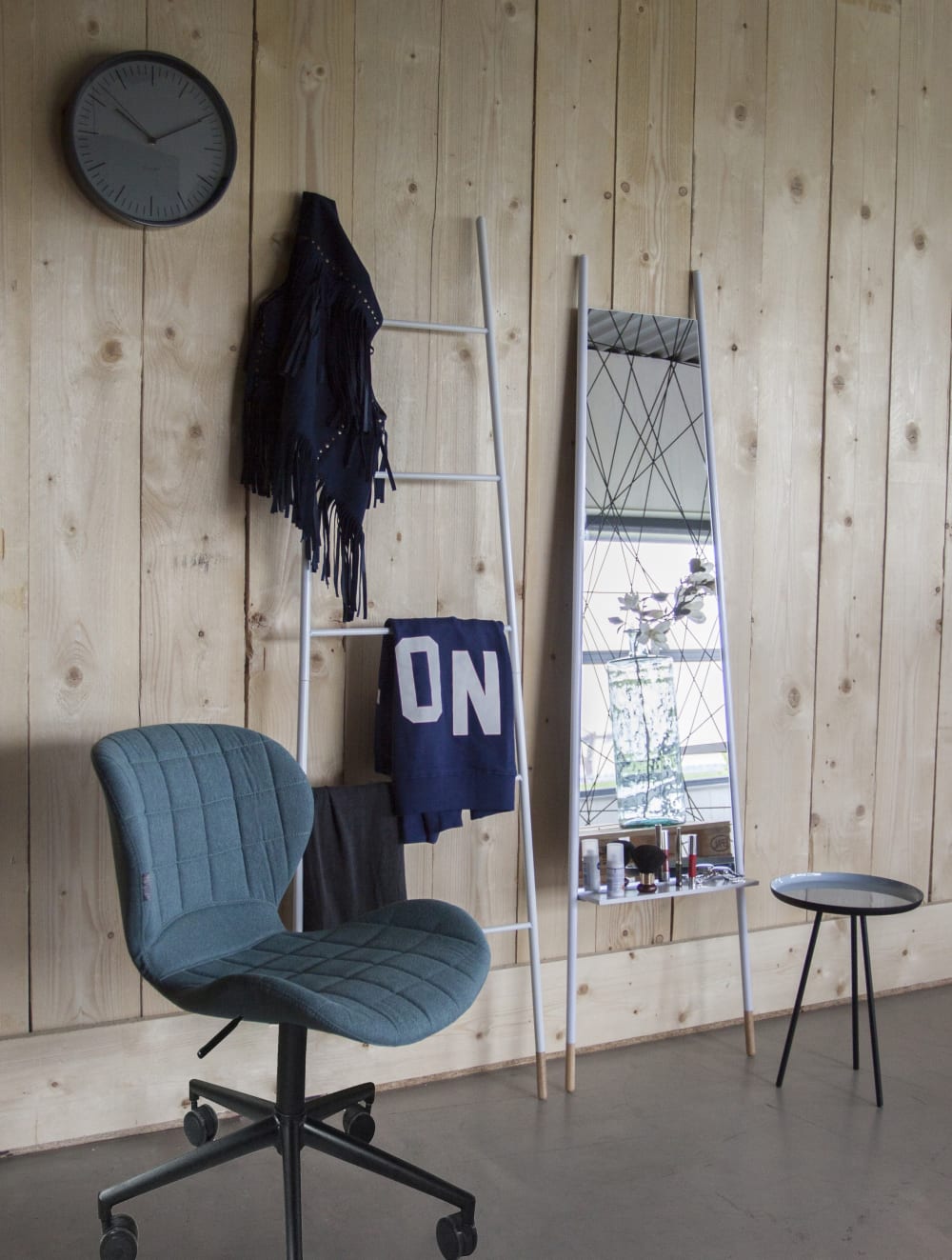 Chaise de bureau à roulettes en tissu bleu