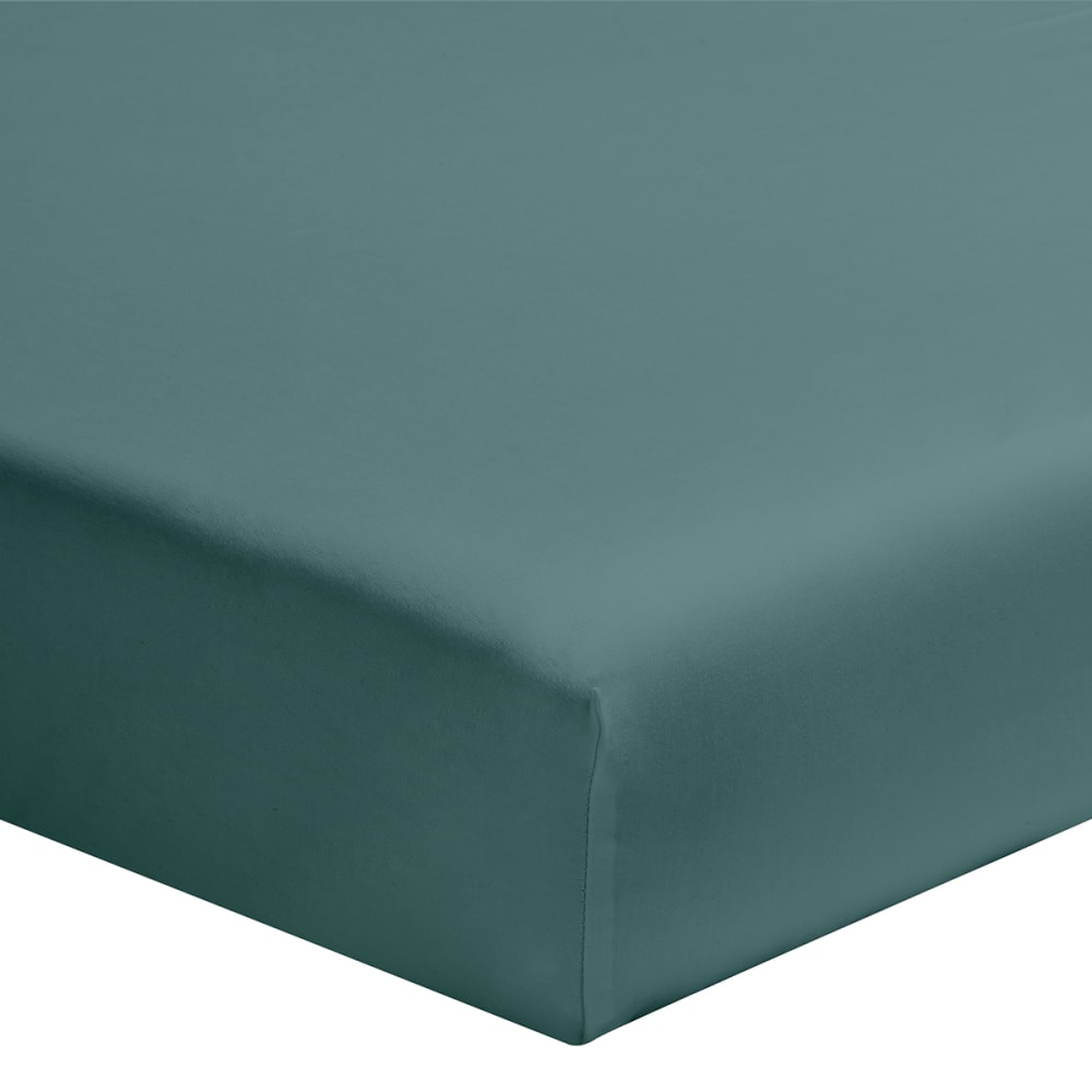 Drap housse uni en coton, made in france bleu 160x200 Drap housse uni en coton, made in france bleu 160x200