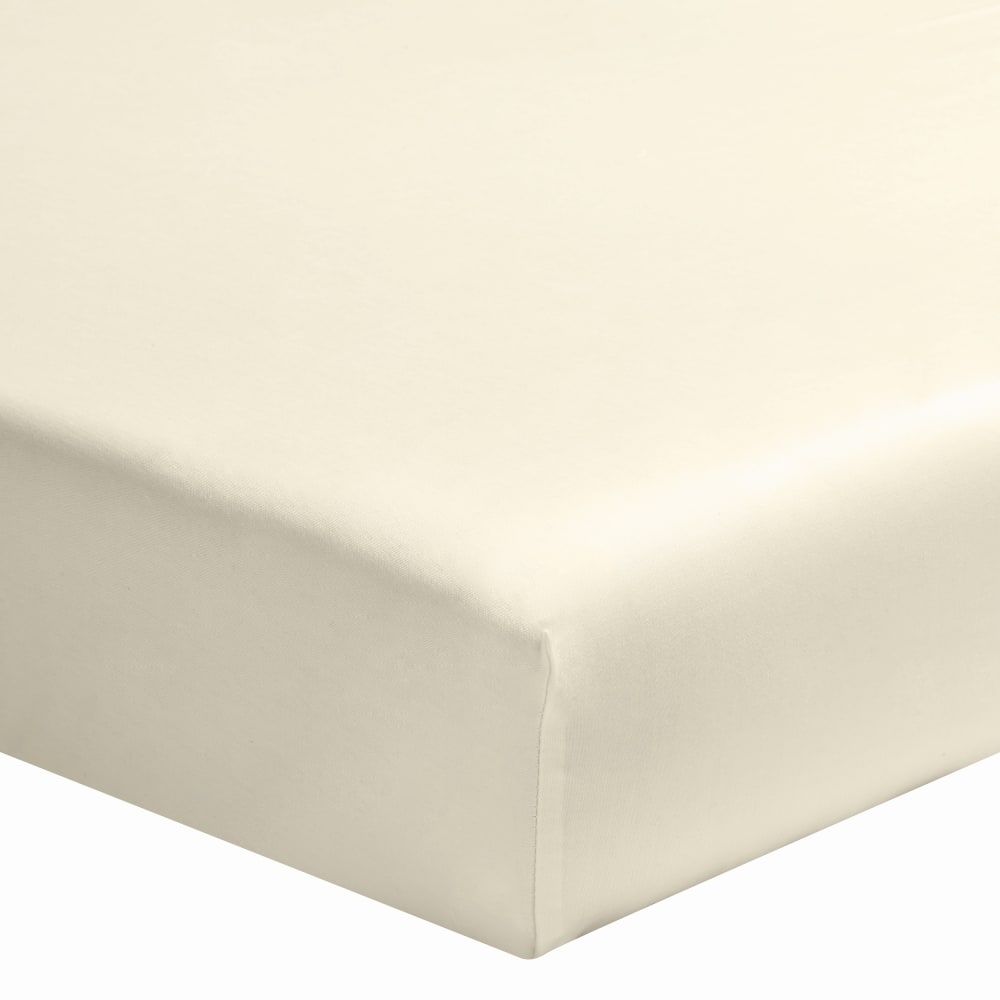 Drap housse uni en coton Craie 140x190