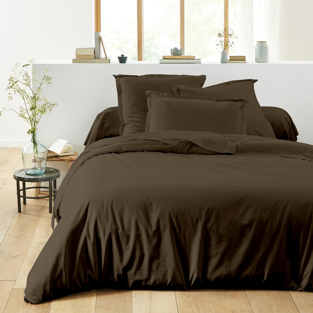 Drap housse uni en coton gris 160x200 - Maisons du Monde