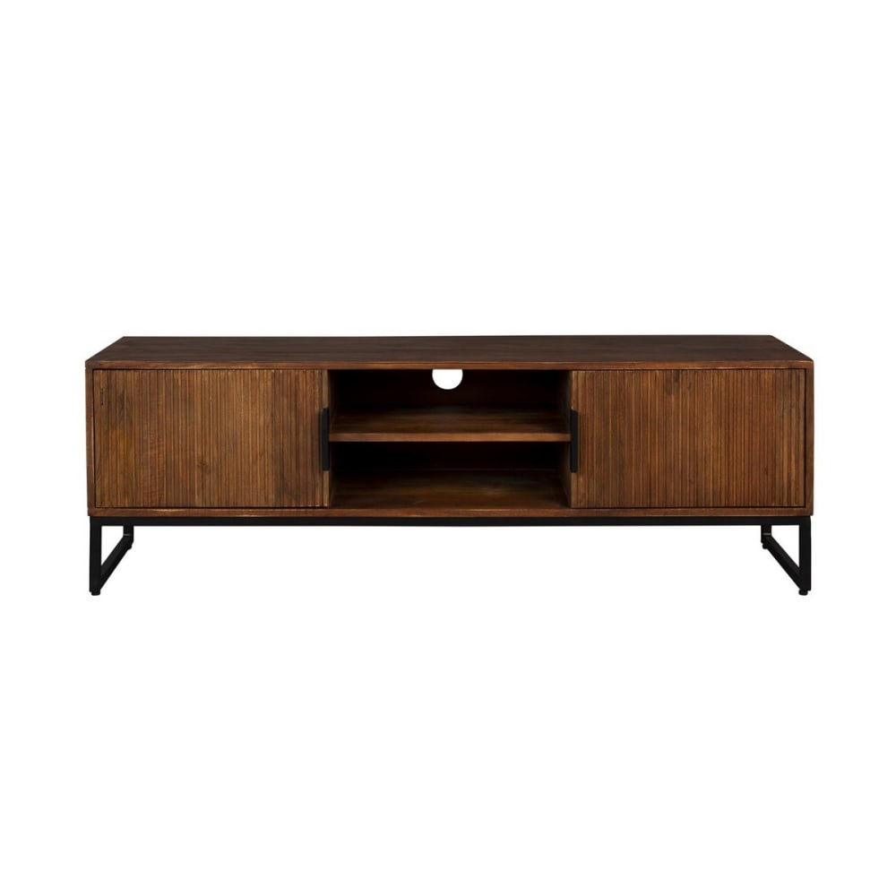 Soporte de tv de madera maciza en tonos miel