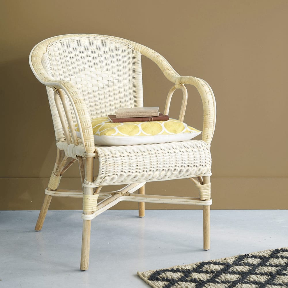 BERAH GETAH Fauteuil en rotin style contemporain Beige