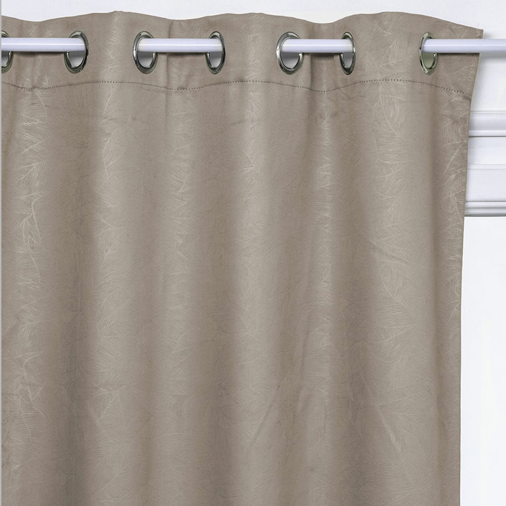 Home Maison Rideau occultant avec feuilles en relief polyester lin 140x260 cm style contemporain Beige Pes - Polyester