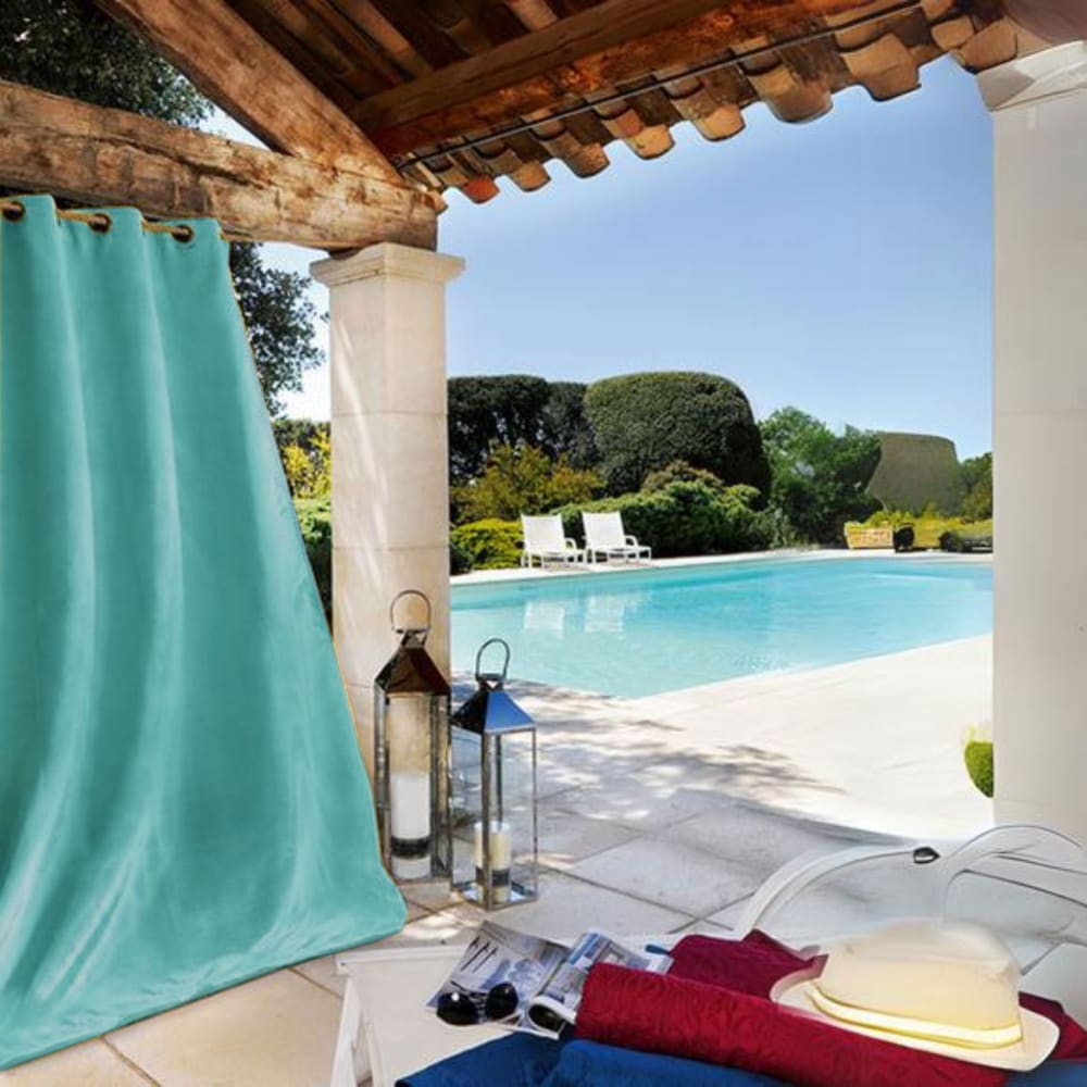 Linder Rideau extérieur imperméable polyester bleu canard 135x240 cm style contemporain - Pes - Polyester