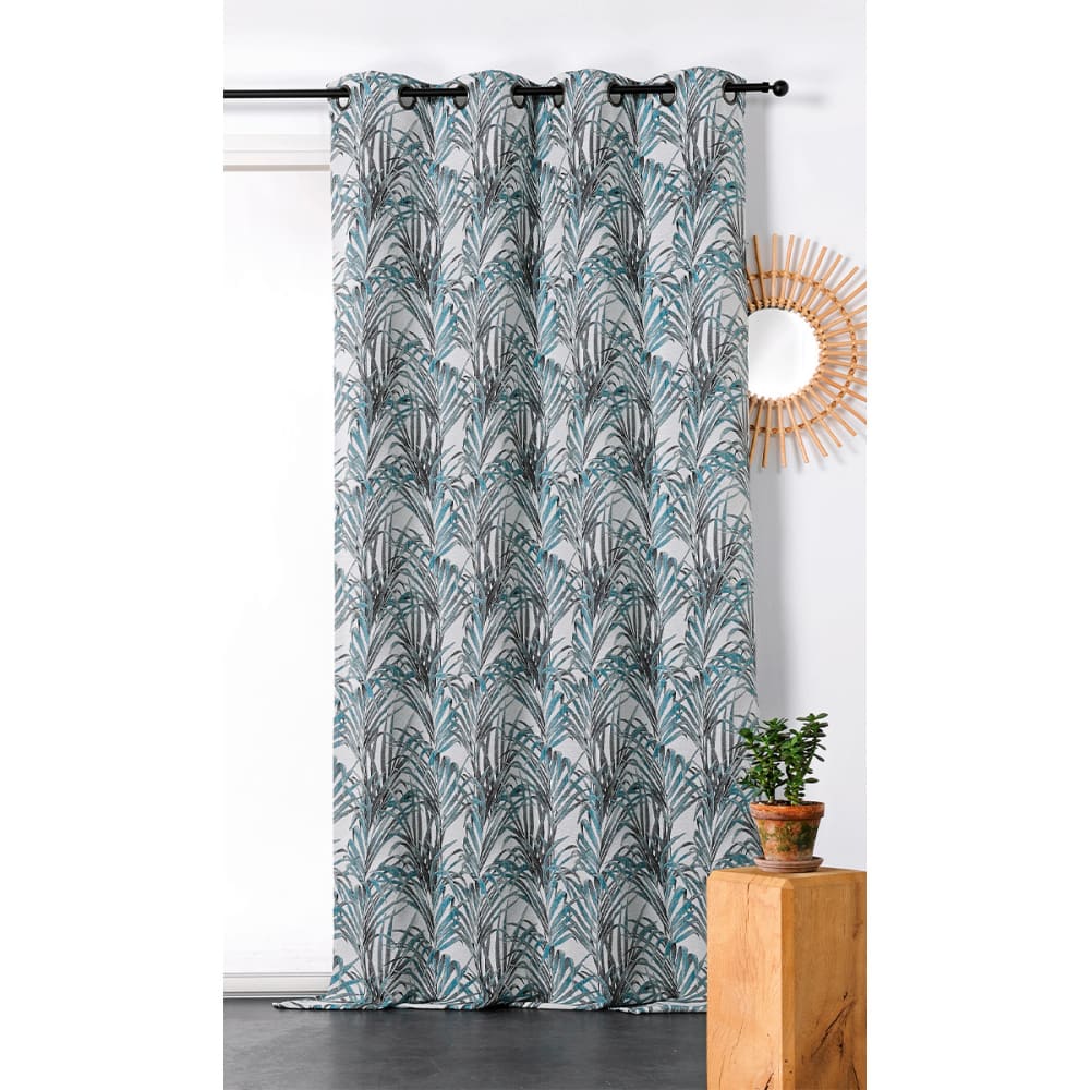 Rideau aux impressions exotiques polyester bleu 135x250 cm — vue 4