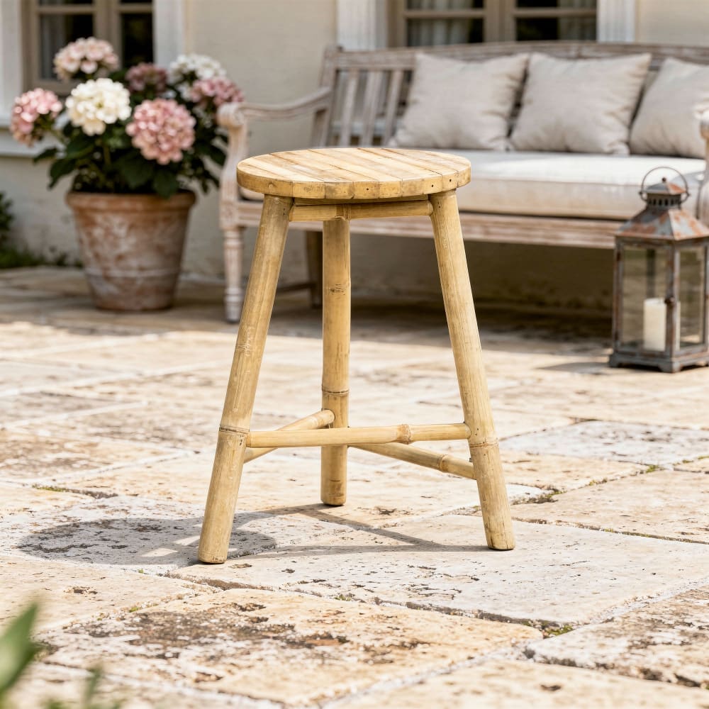 Sgabello a treppiede in bambù naturale - Decoclico