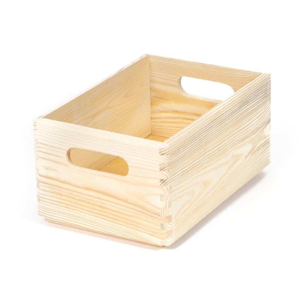 Boîte de rangement en bois naturel 2 poignées 30x20cm