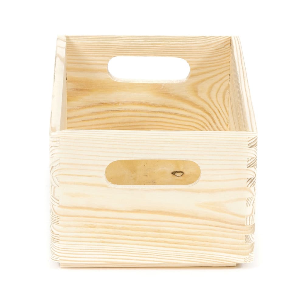 Boîte de rangement en bois naturel 2 poignées 30x20cm — vue 3