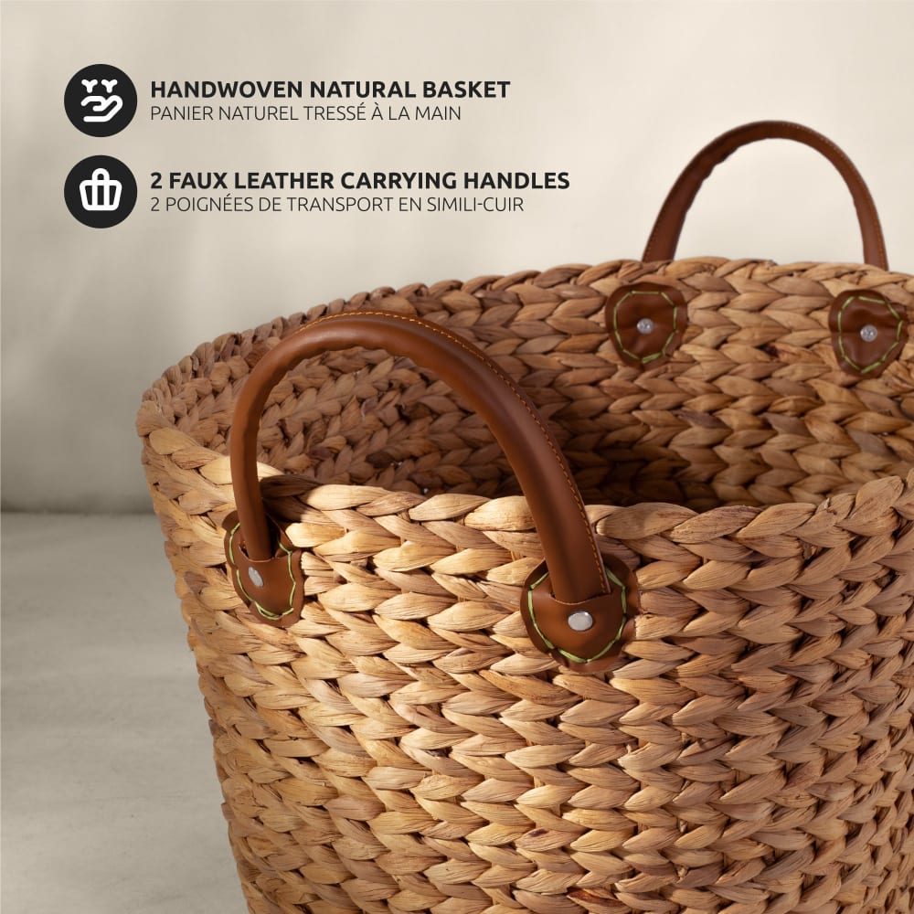 Panier de rangement en jacinthe d'eau tressée 60x45cm - Maisons du Monde