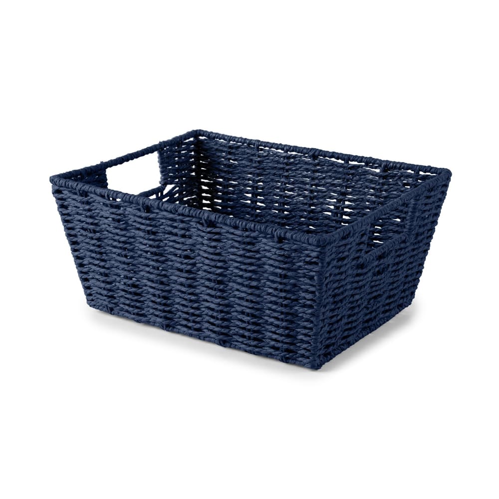 Panier de rangement bleu en papier tressé 31x24cm