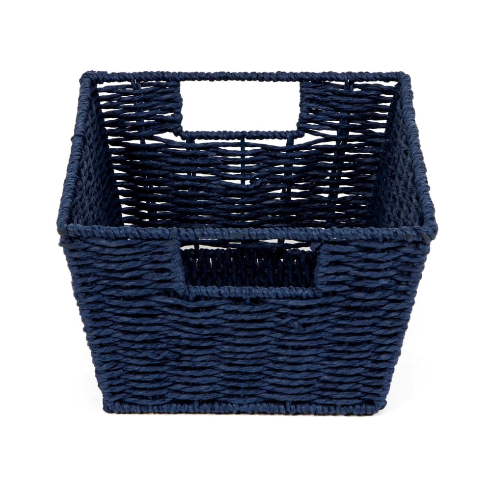 Panier de rangement bleu en papier tressé 31x24cm — vue 4