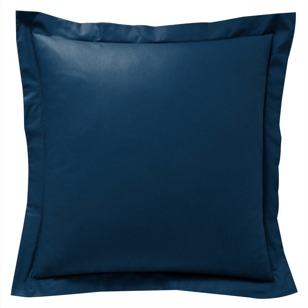 Taie volant en coton bleu marine 63x63cm