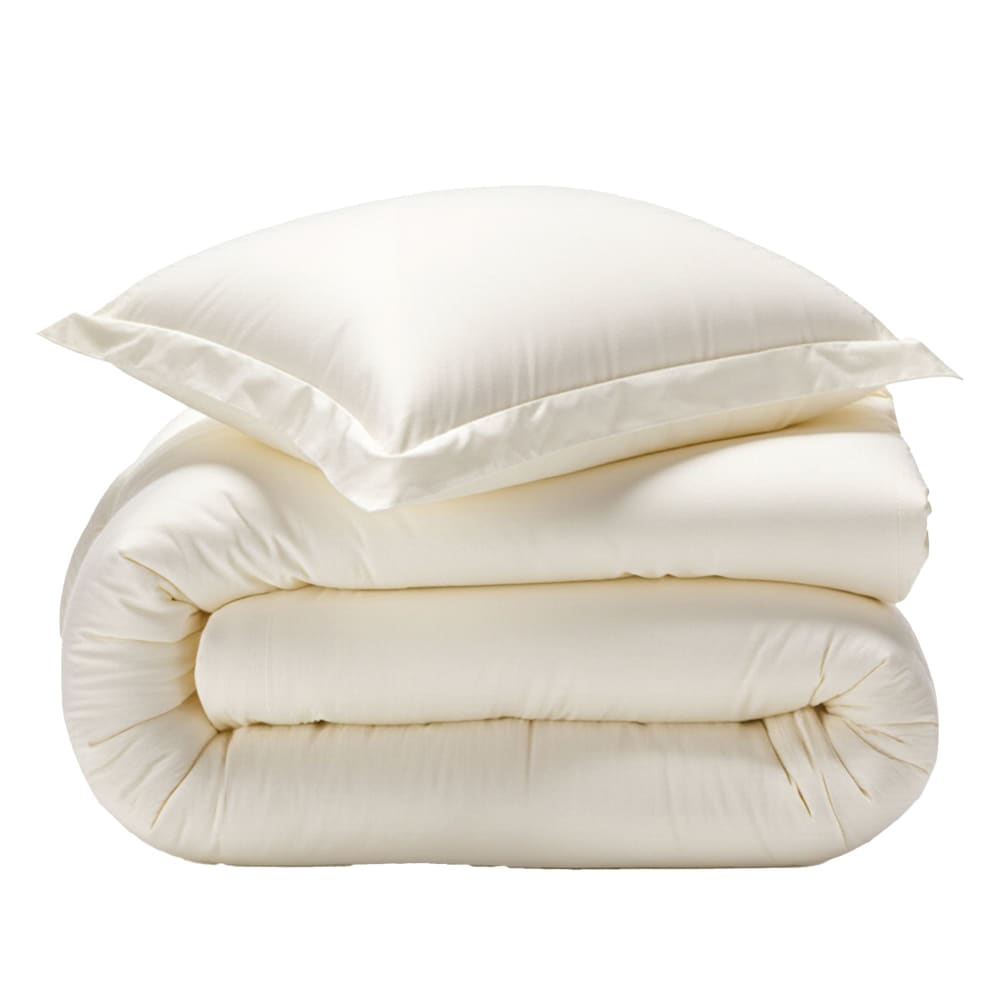 Housse de couette en coton blanc ivoire 260x240cm — vue 3