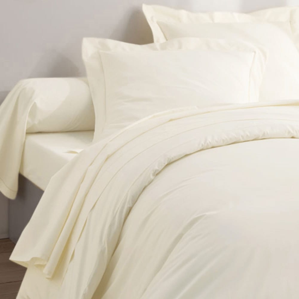 Housse de couette en coton blanc ivoire 260x240cm — vue 4