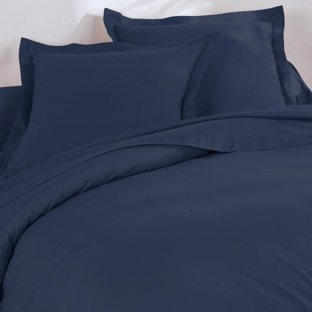 Drap-housse en coton bleu marine 160x200x28cm