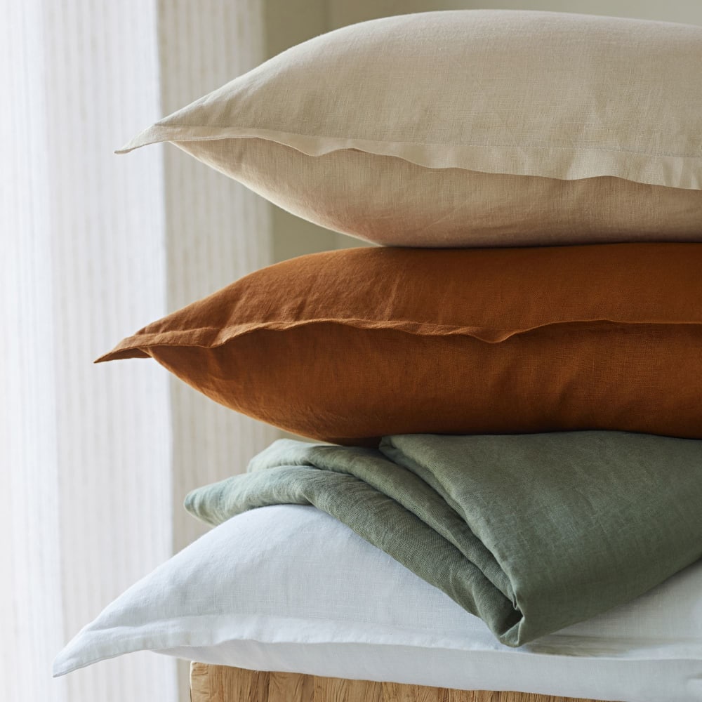 Drap-housse en lin blanc 160x200x28cm