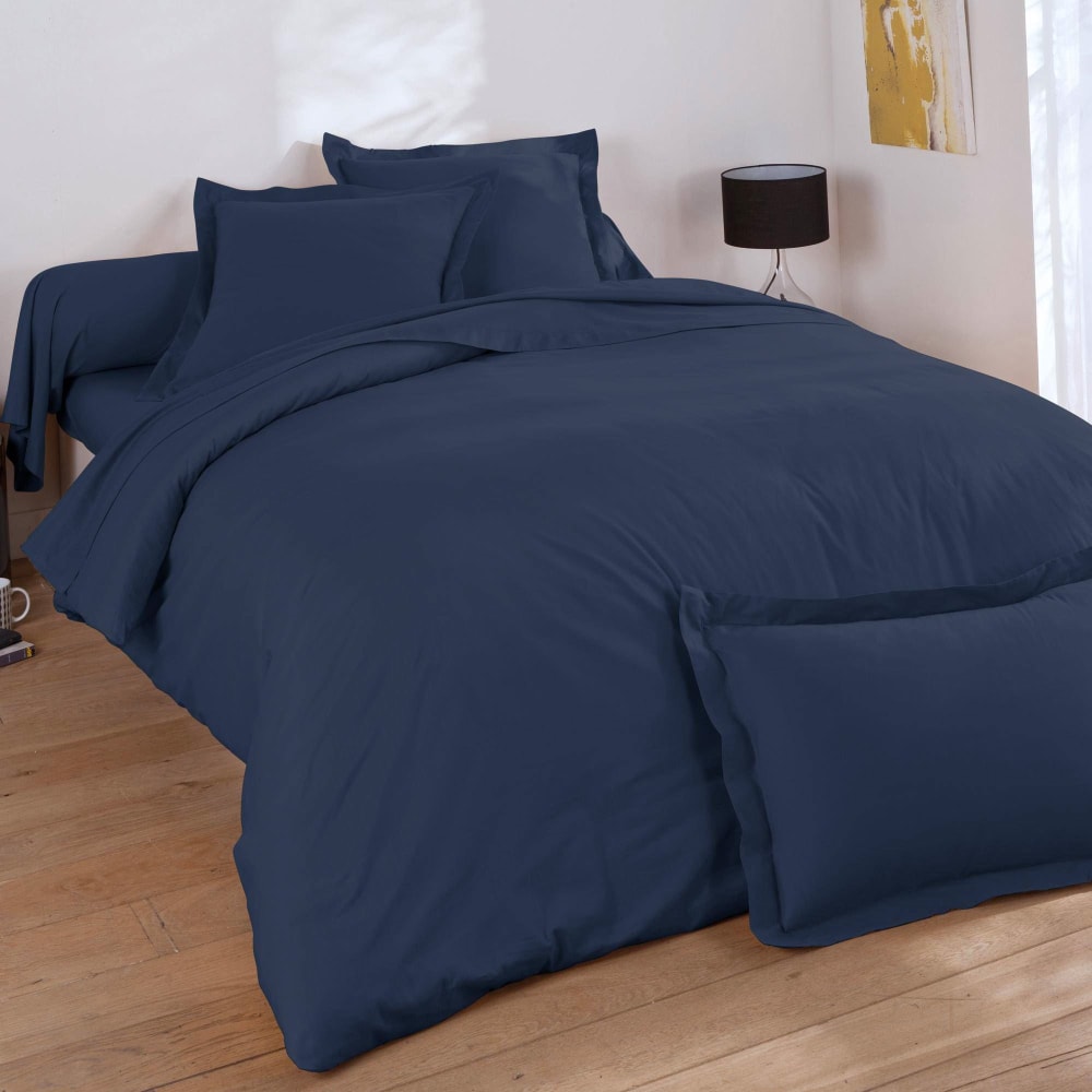 Housse de couette en coton bleu marine 200x200cm