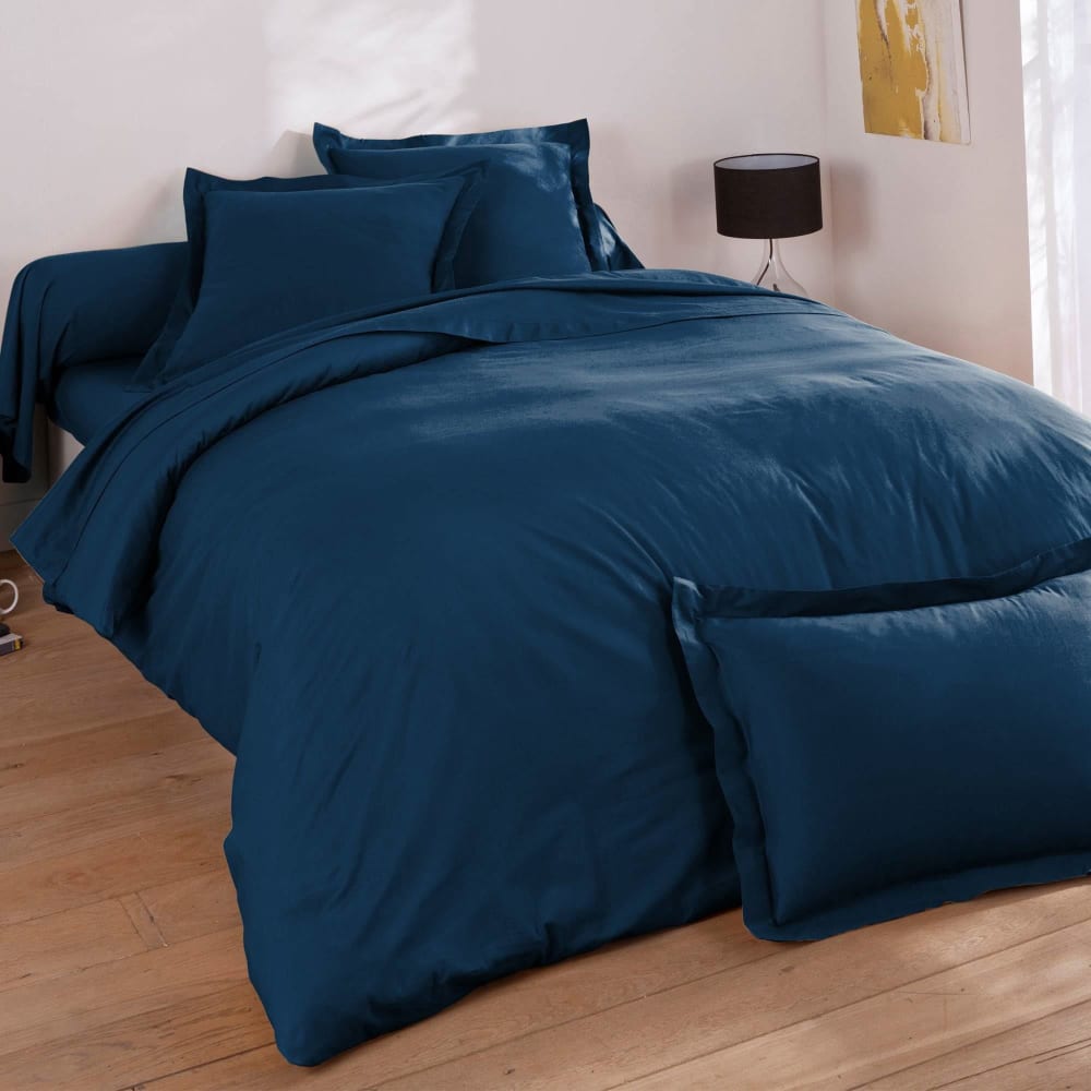 Housse de couette en coton bleu marine 200x200cm — vue 3