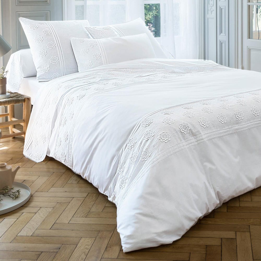 Housse de couette en coton blanc 200x200cm