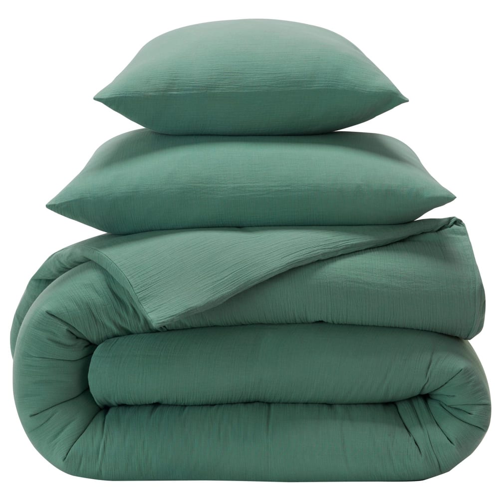 Housse de couette en coton vert céladon 260x240cm — vue 4
