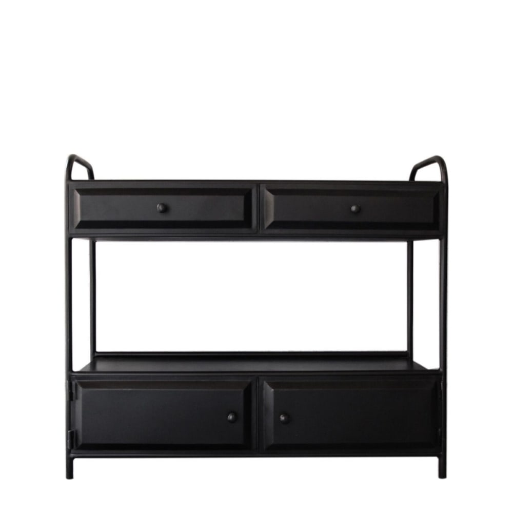 Decoclico Console en métal noir mat 4 tiroirs Noir Métal - 100x87x35cm